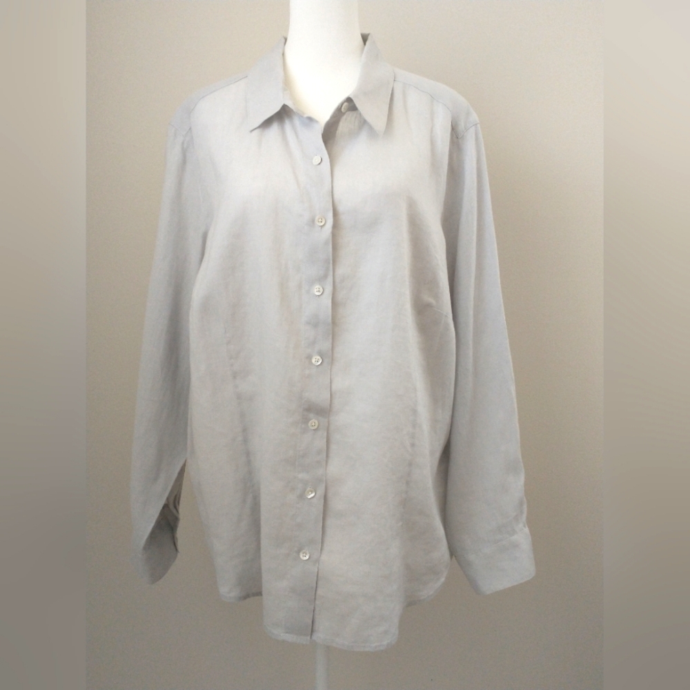 J. Jill soft gray 100% linen button down shirt 2X